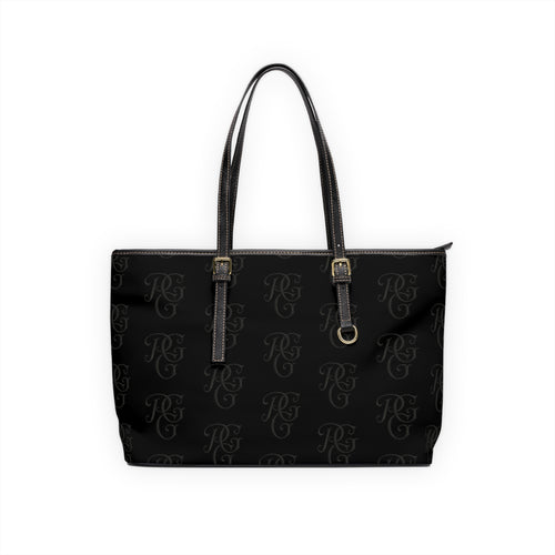 Black PU Leather Monogram Shoulder Bag