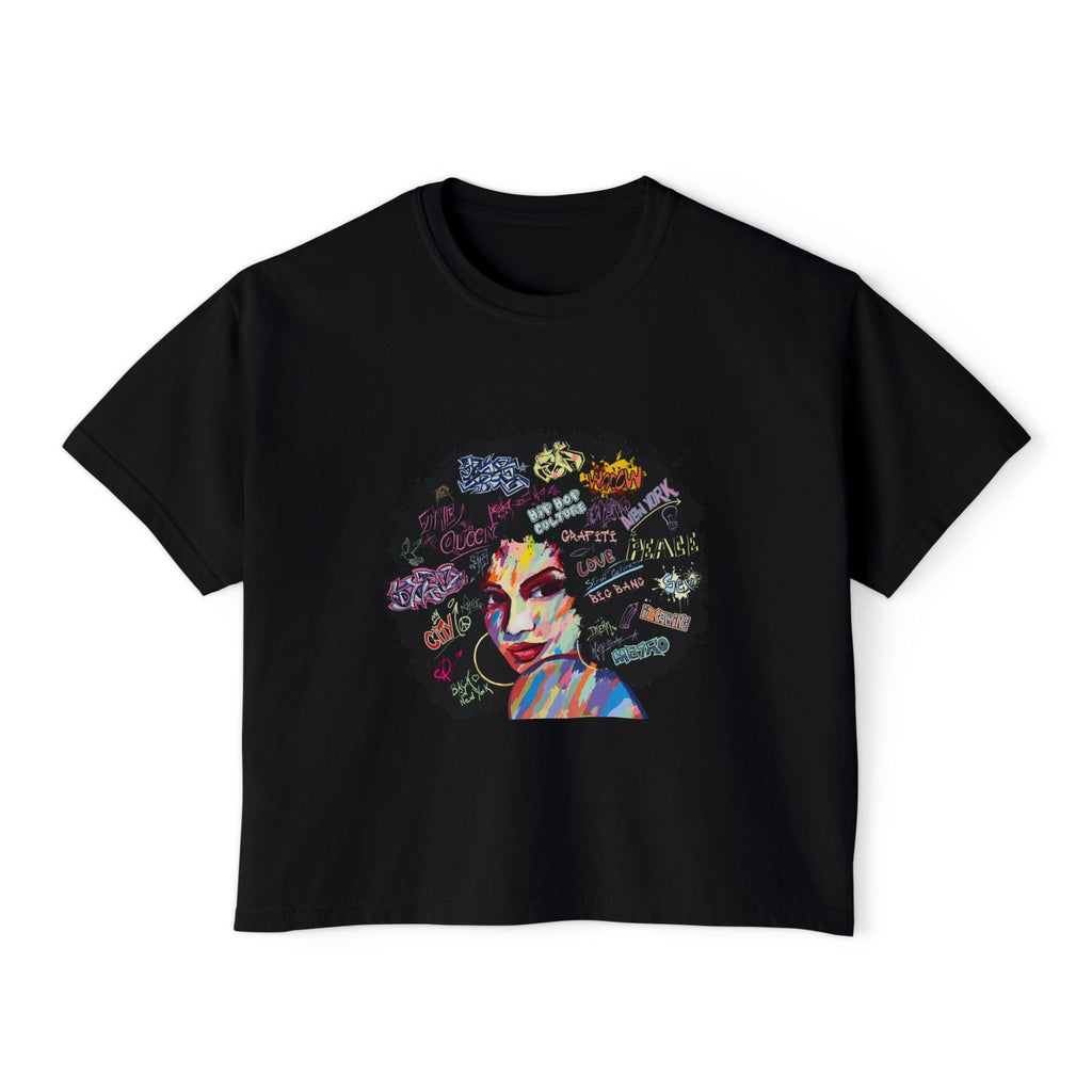 Afro Art Pop Women's Boxy Tee — Empowerment Graphic Tee