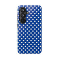 Polka Dot Tough Phone Case — Navy Blue White Dot Protective Phone Cover