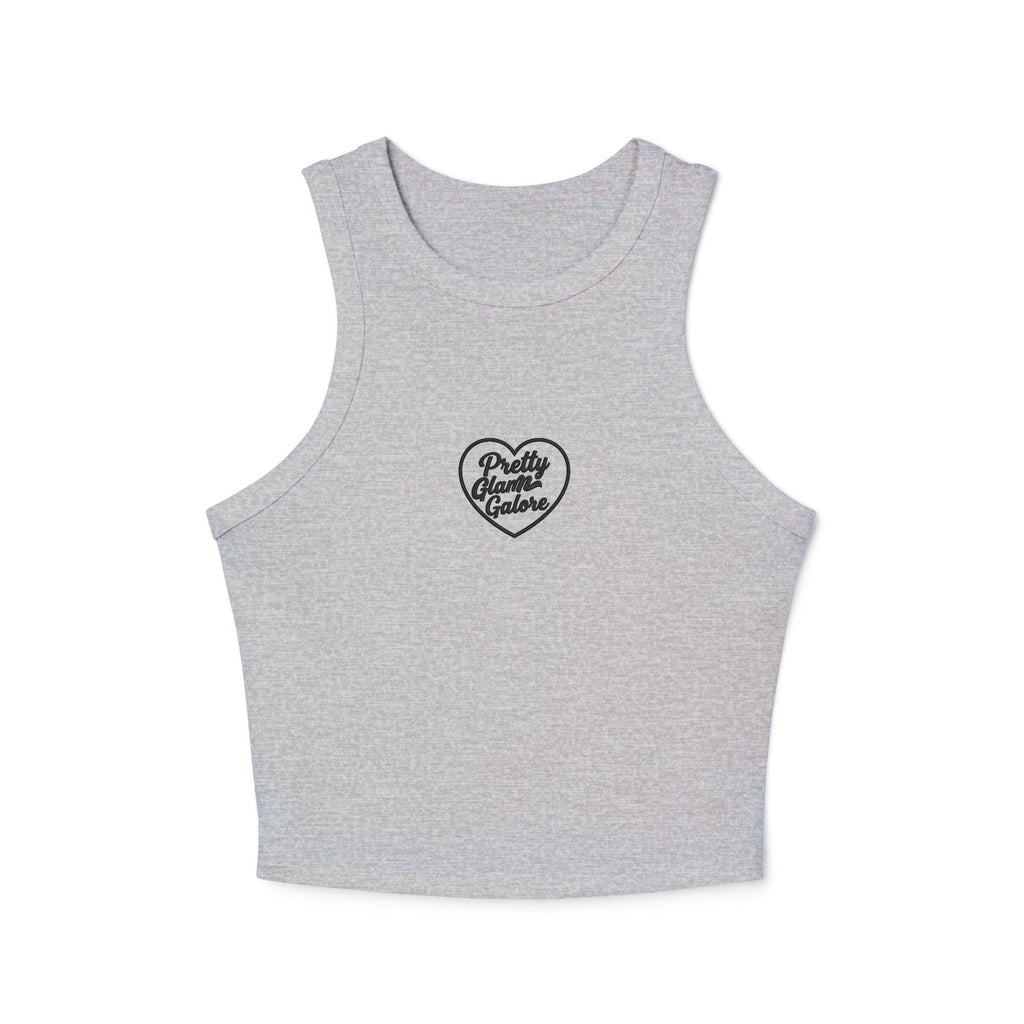 Women's Racer Tank — 'Love Yourself' Heart Micro Rib Crop Top
