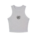 Women's Racer Tank — 'Love Yourself' Heart Micro Rib Crop Top