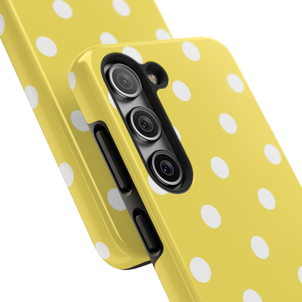 Yellow Polka Dot Tough Phone Case — Cute Protective Phone Cover