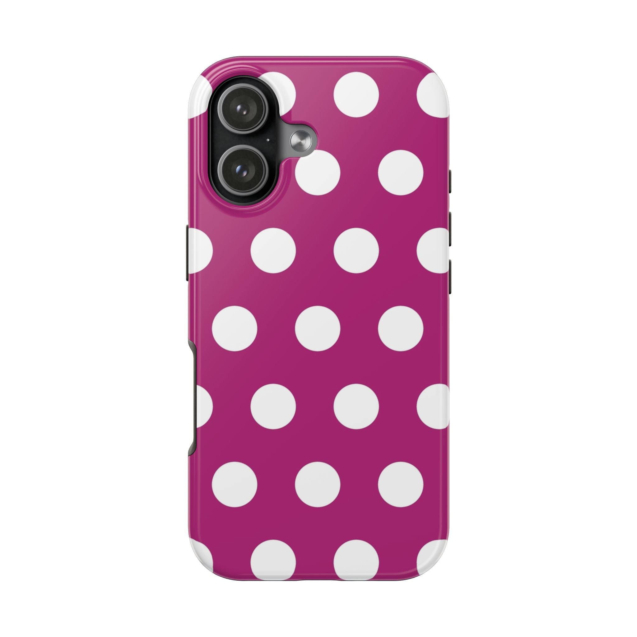 Magenta Polka Dot Tough Phone Case — Durable Protective Cover with White Dots