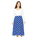 Blue Polka Dot Long Sleeve Dance Dress — Vintage Swing Skirt for Women
