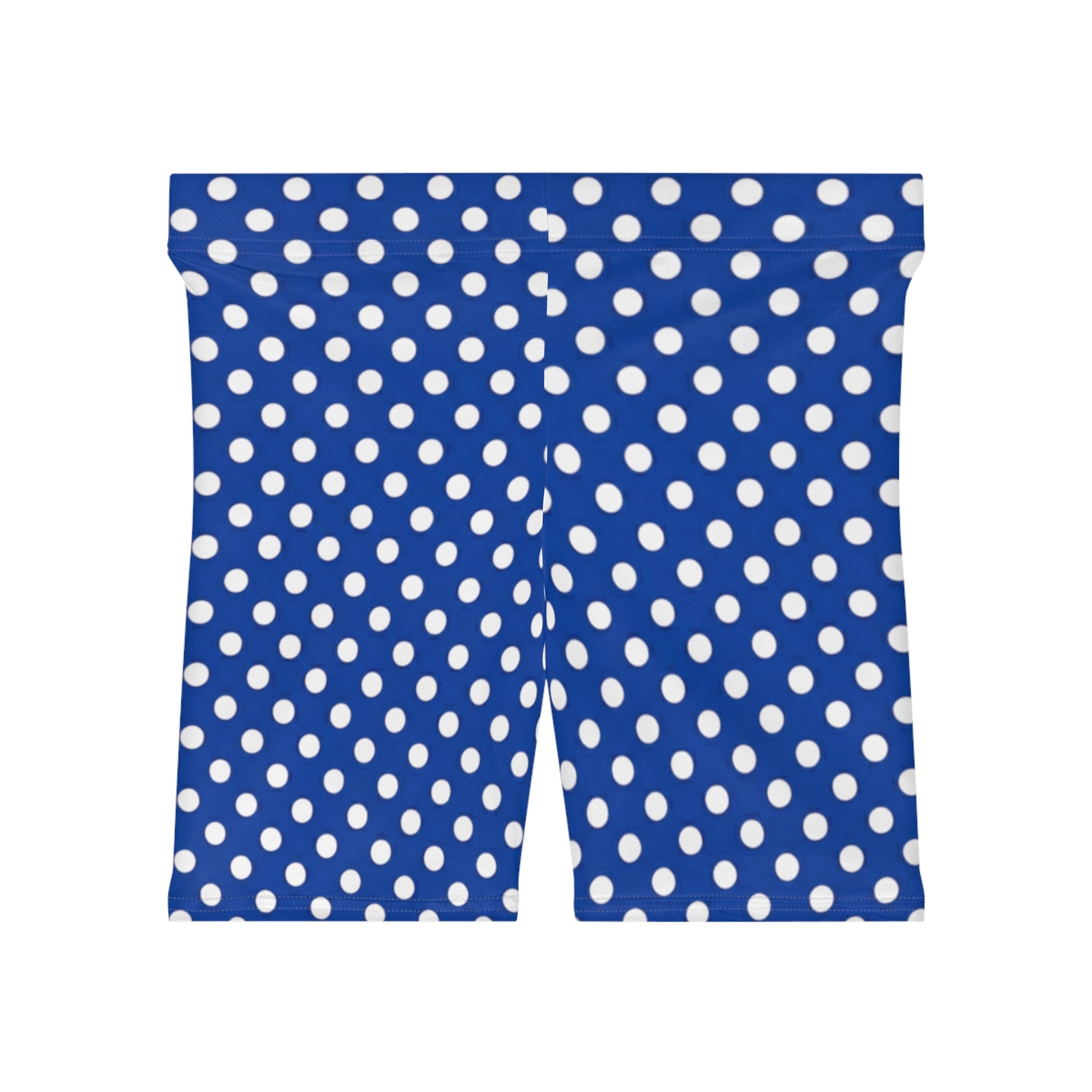 Blue Polka Dot Biker Shorts — Women's Stretch Cycling & Workout Shorts