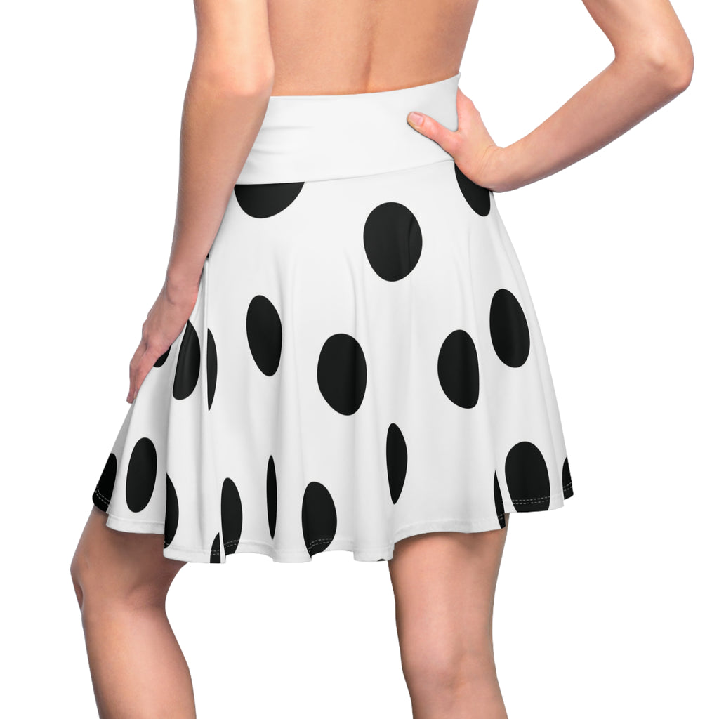 Polka Dot Skater Skirt — Black & White Retro Circle Print