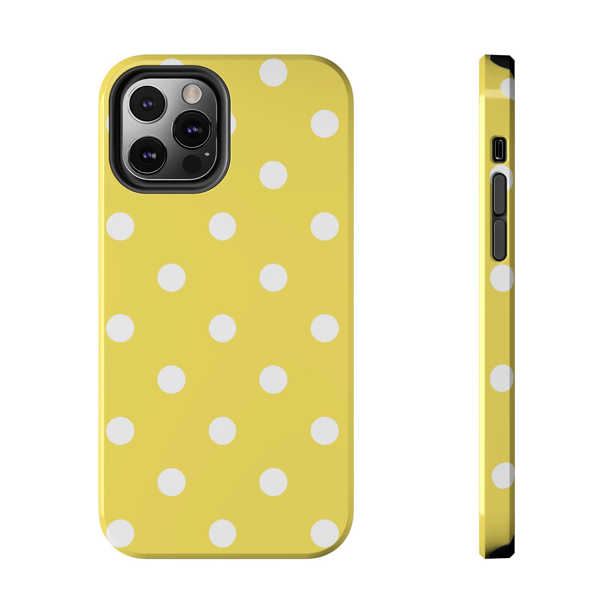 Yellow Polka Dot Tough Phone Case — Cute Protective Phone Cover