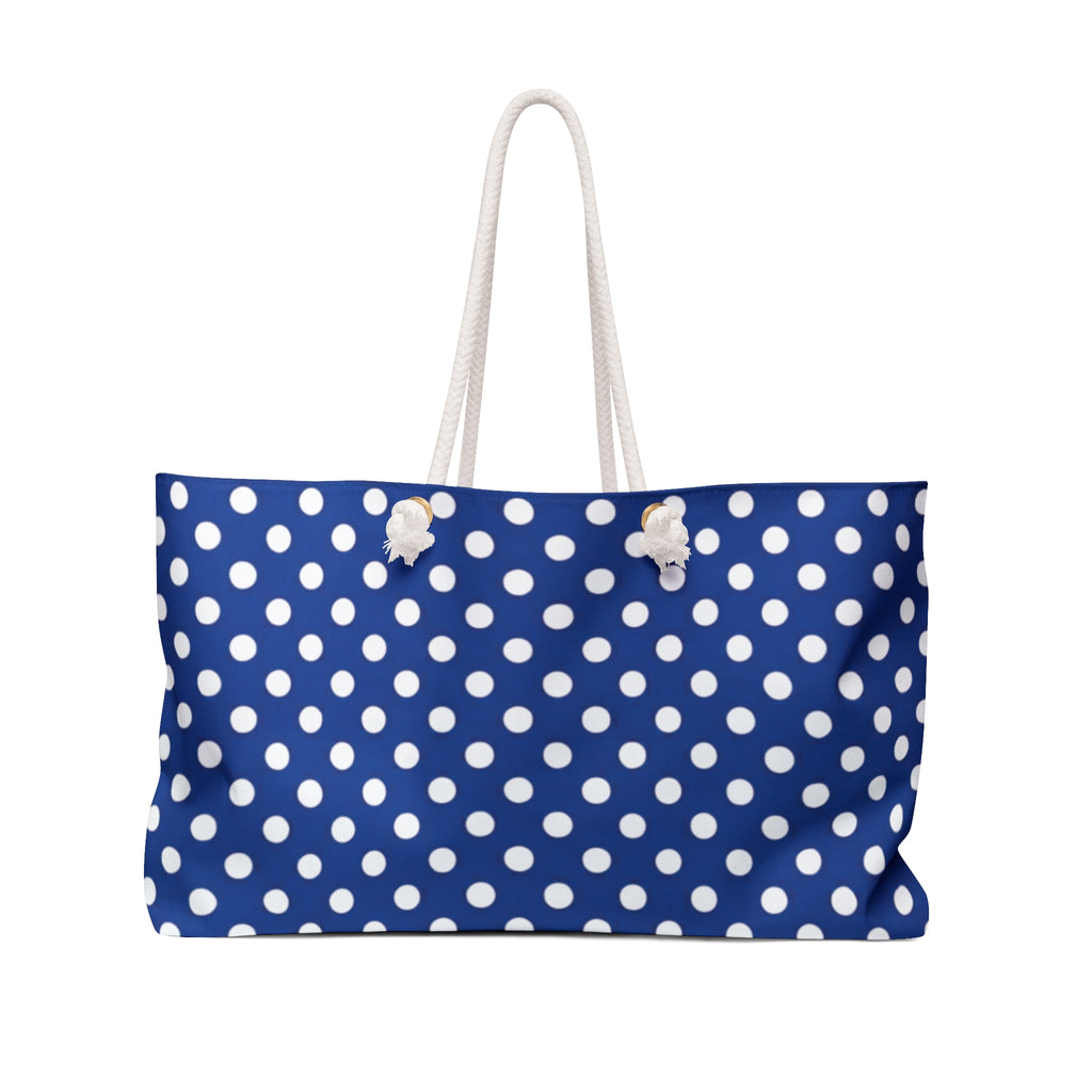 Navy Polka Dot Weekender Bag – Nautical Blue Travel Tote