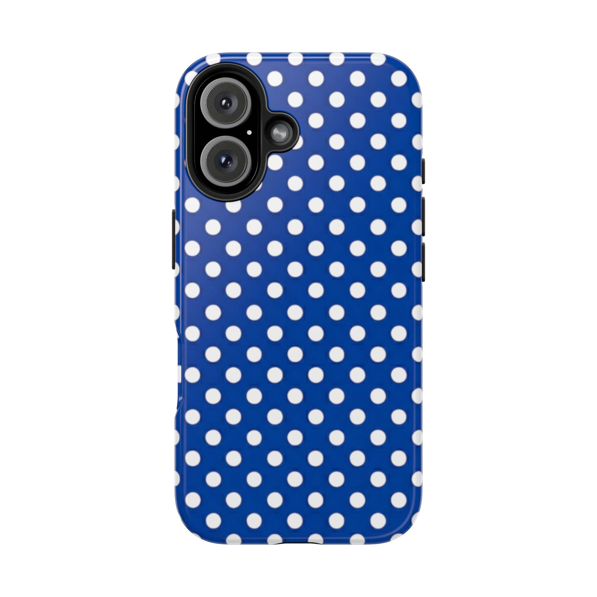 Polka Dot Tough Phone Case — Navy Blue White Dot Protective Phone Cover