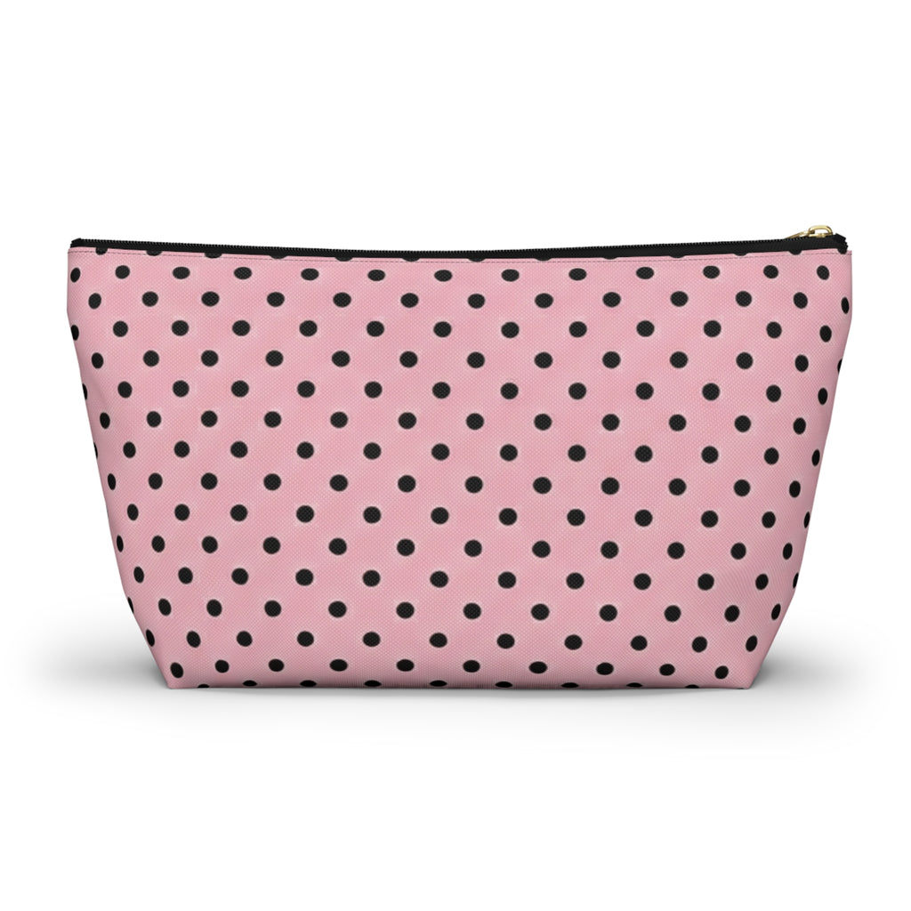 Pretty Glam Galore Pink Polka Dot Accessory Pouch — T‑Bottom Makeup Bag