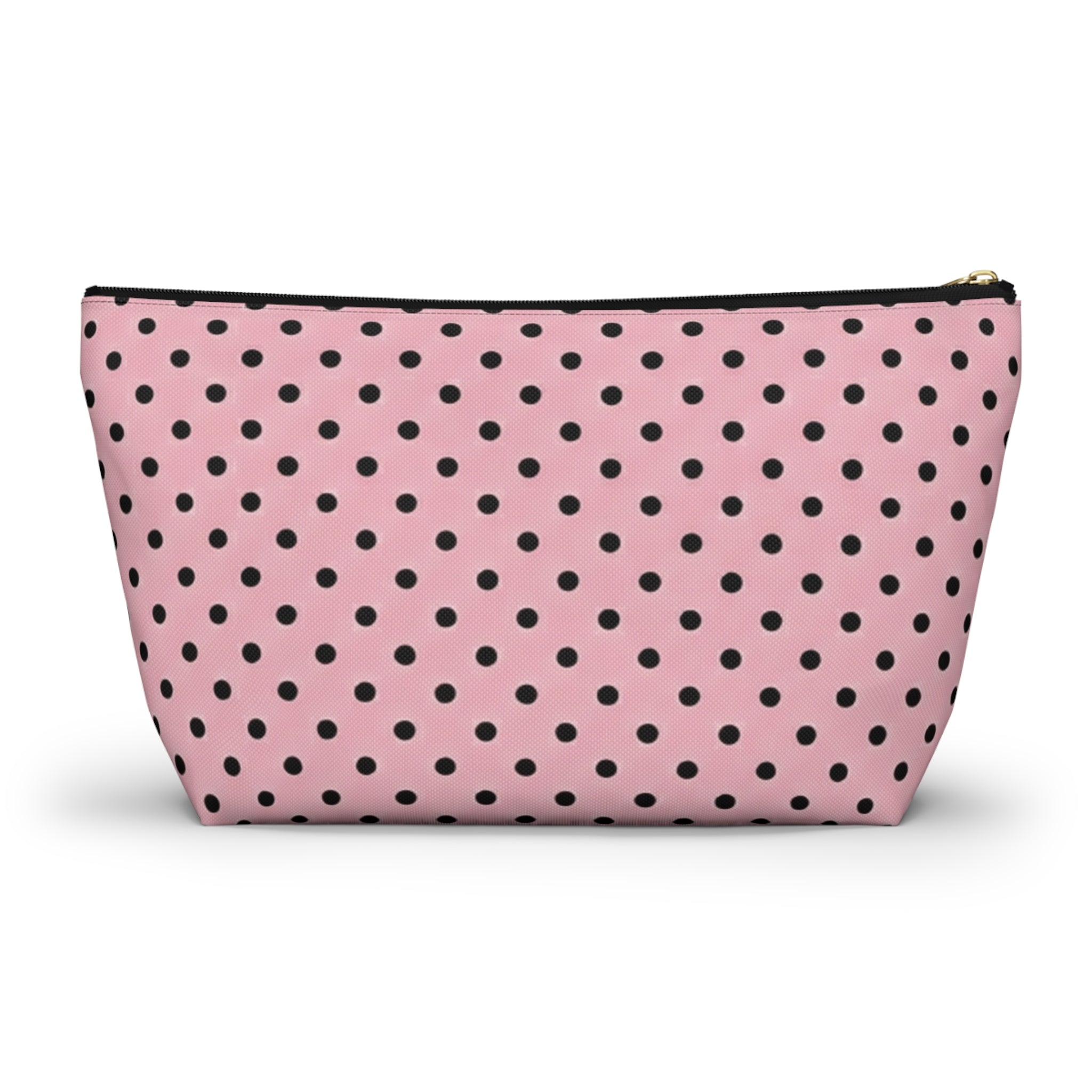 Pretty Glam Galore Pink Polka Dot Accessory Pouch — T‑Bottom Makeup Bag