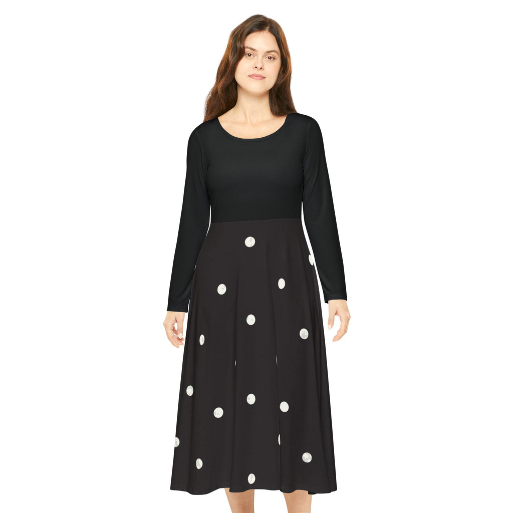 Polka Dot Long Sleeve Dance Dress — Retro Swing Skirt