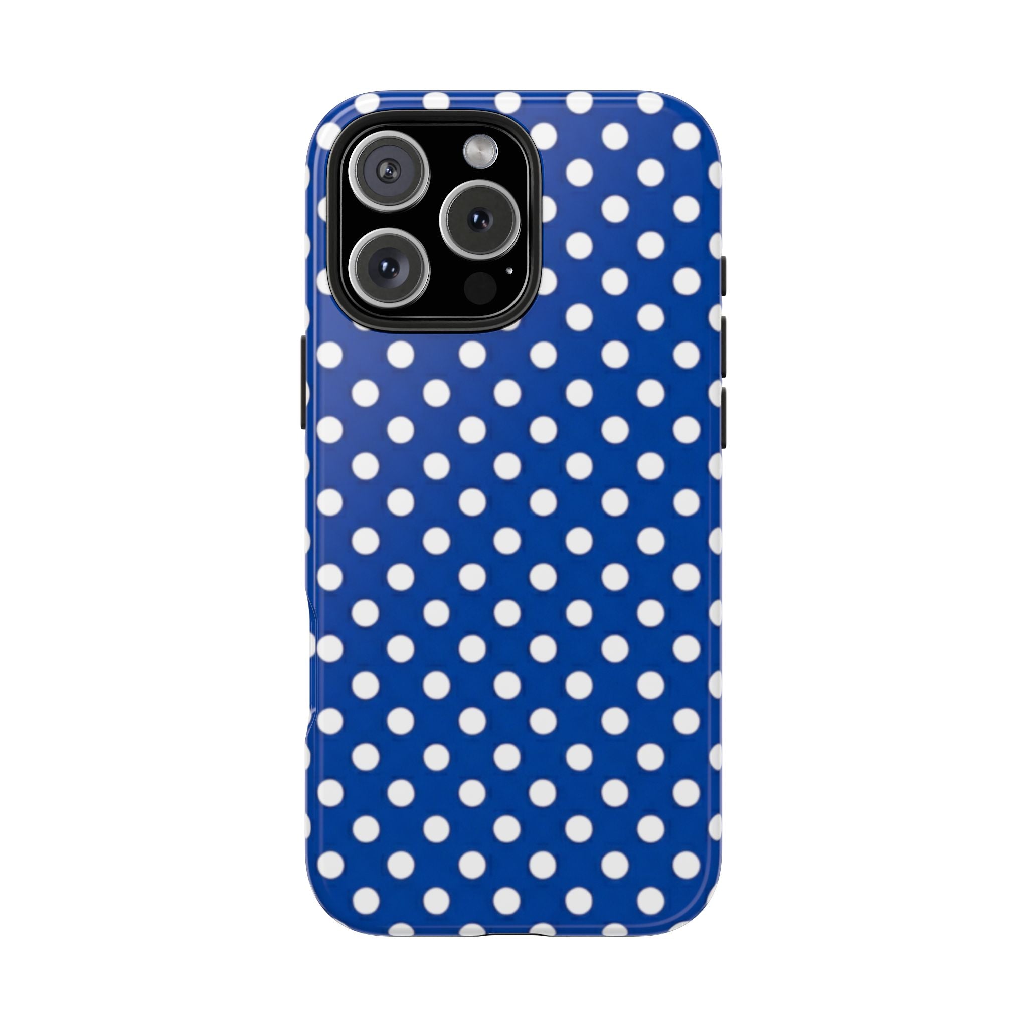 Polka Dot Tough Phone Case — Navy Blue White Dot Protective Phone Cover