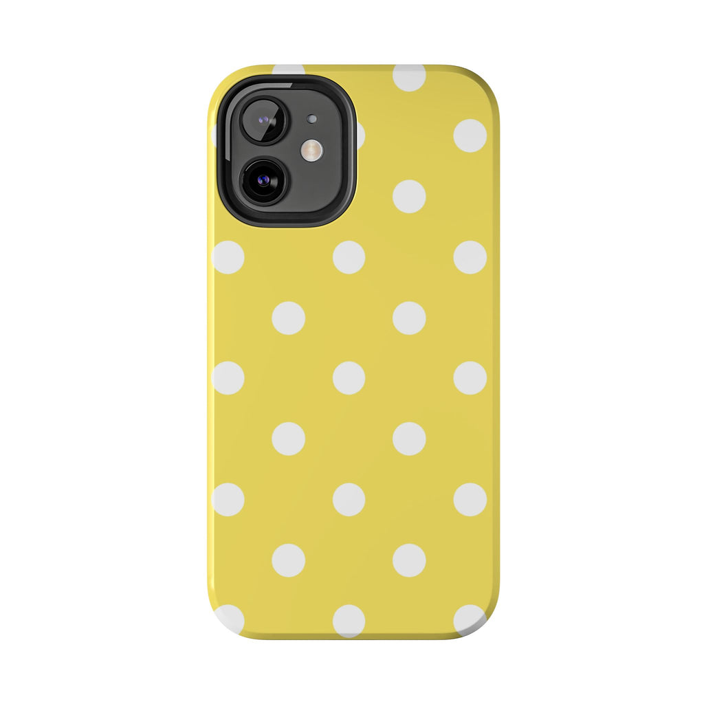 Yellow Polka Dot Tough Phone Case — Cute Protective Phone Cover
