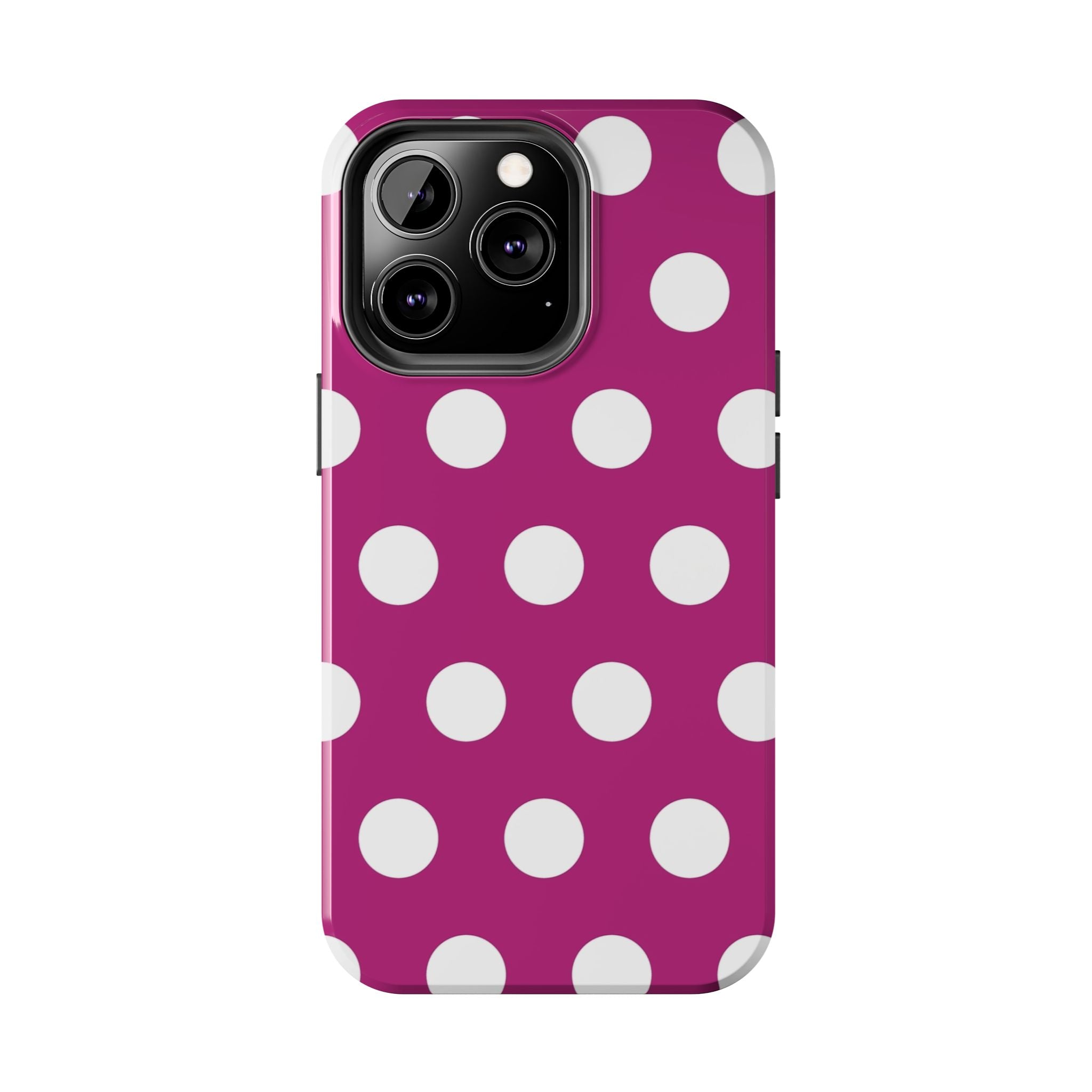 Magenta Polka Dot Tough Phone Case — Durable Protective Cover with White Dots