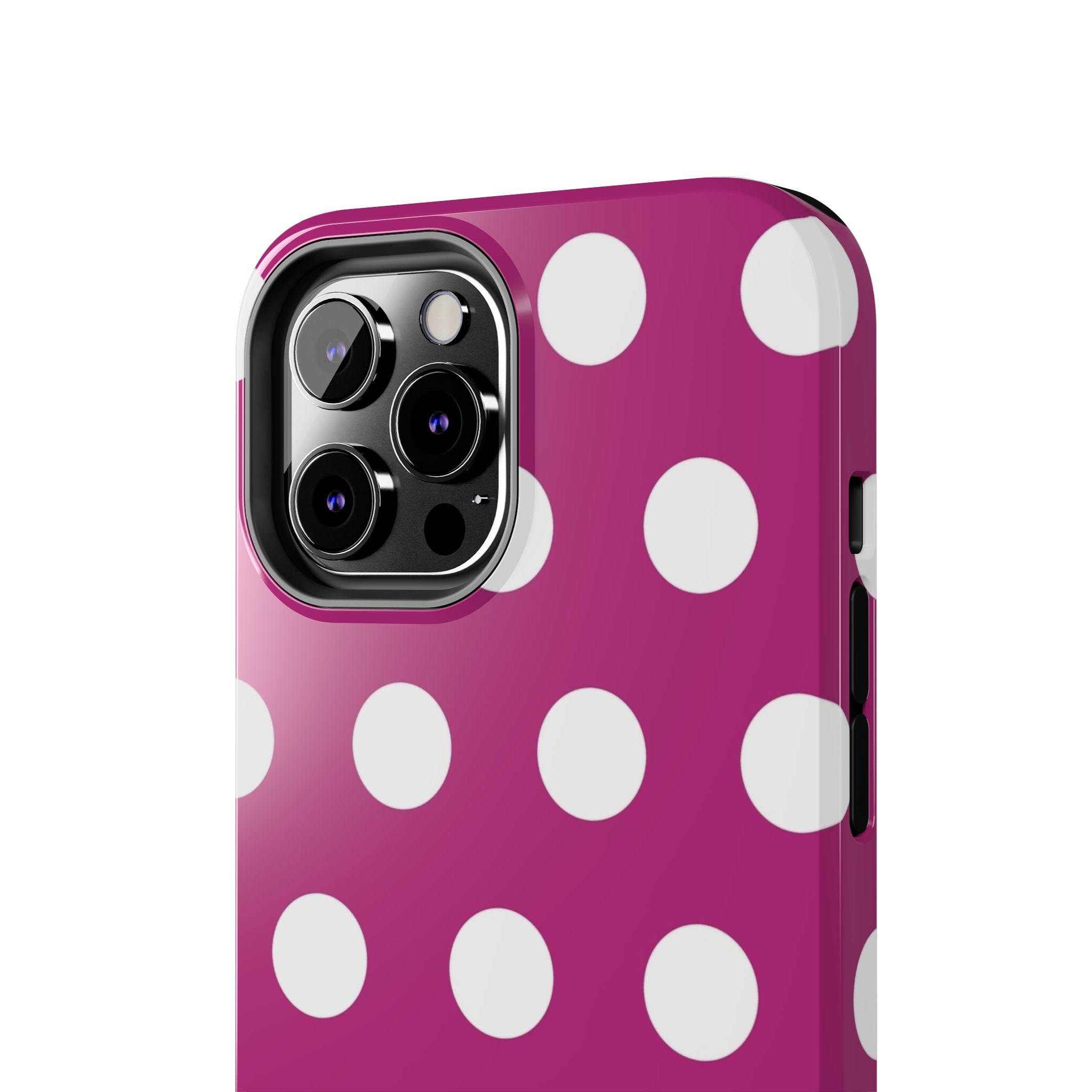 Magenta Polka Dot Tough Phone Case — Durable Protective Cover with White Dots