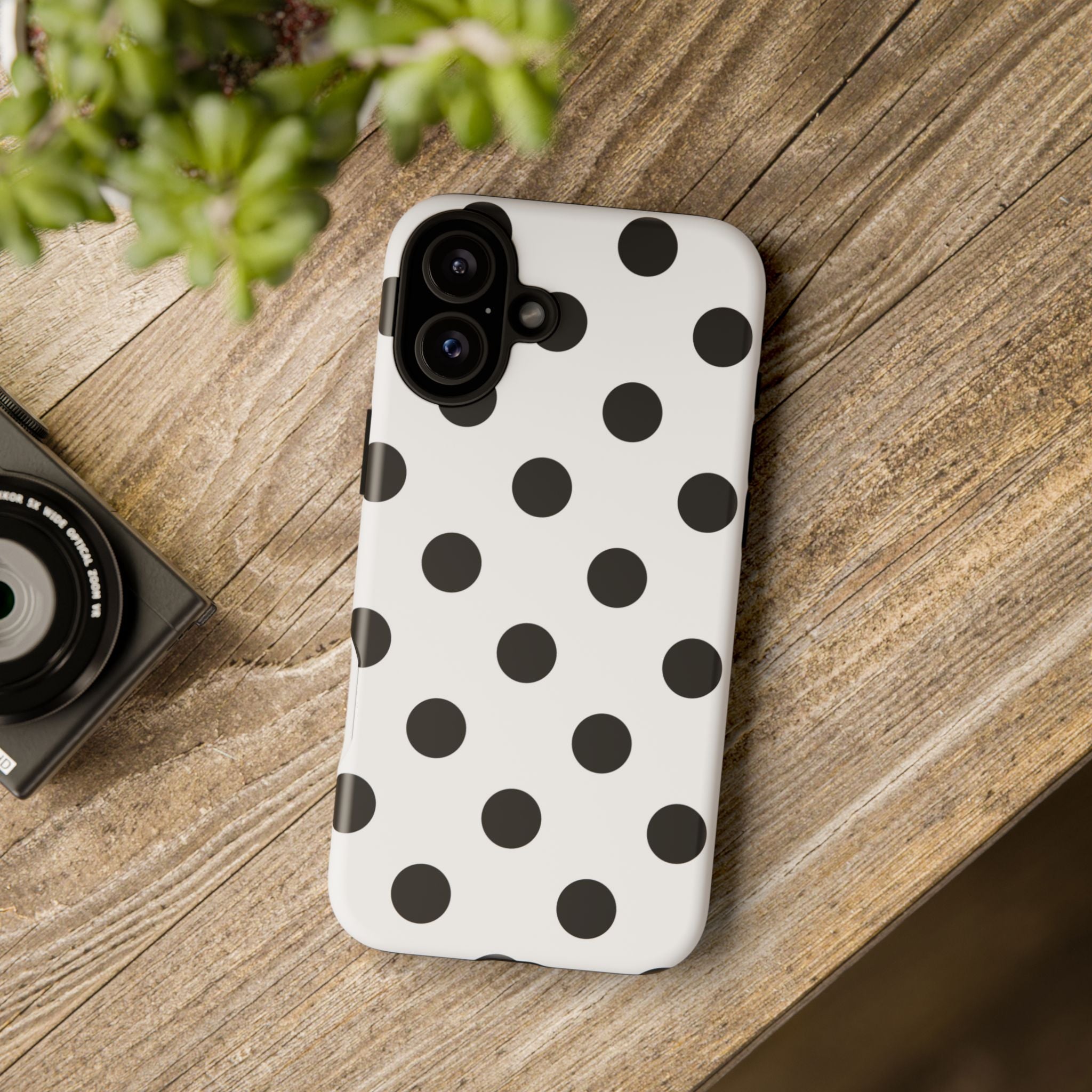 Black Polka Dot Tough Phone Case