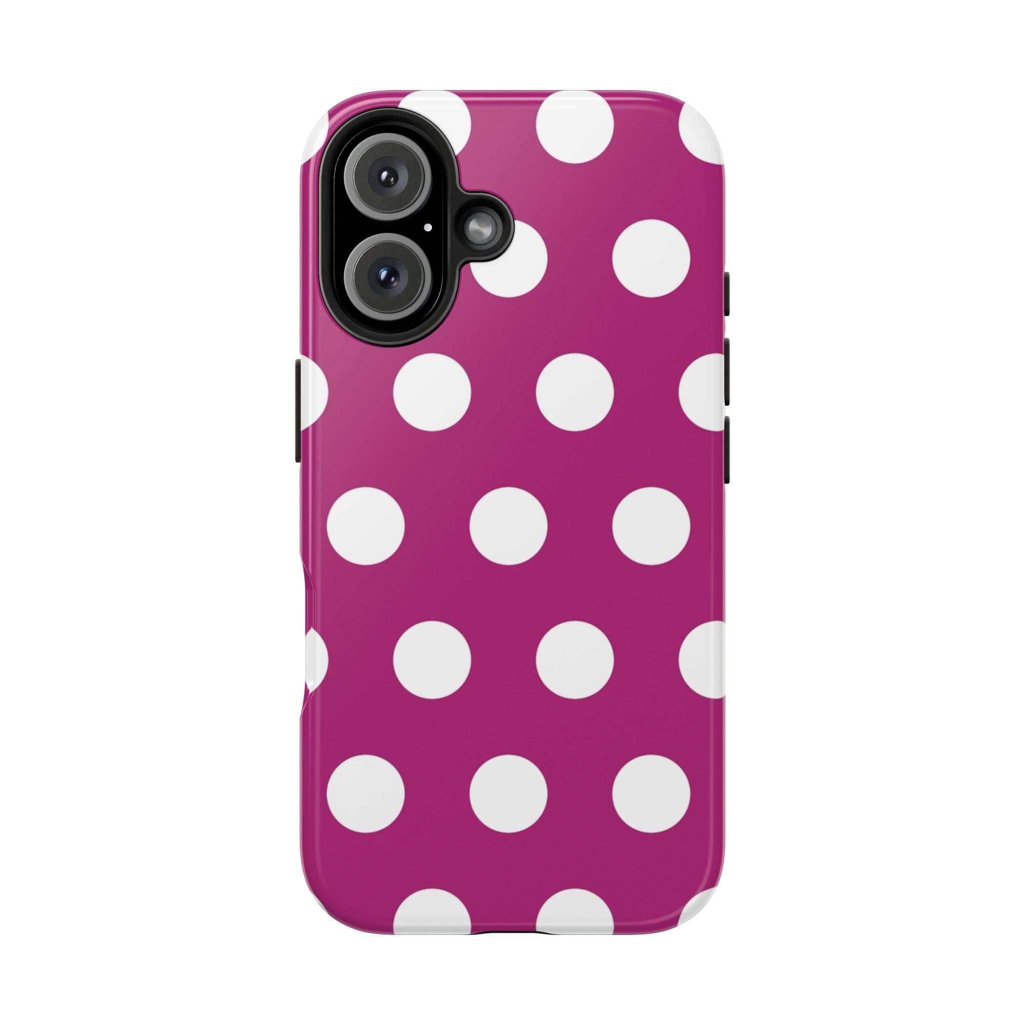 Magenta Polka Dot Tough Phone Case — Durable Protective Cover with White Dots