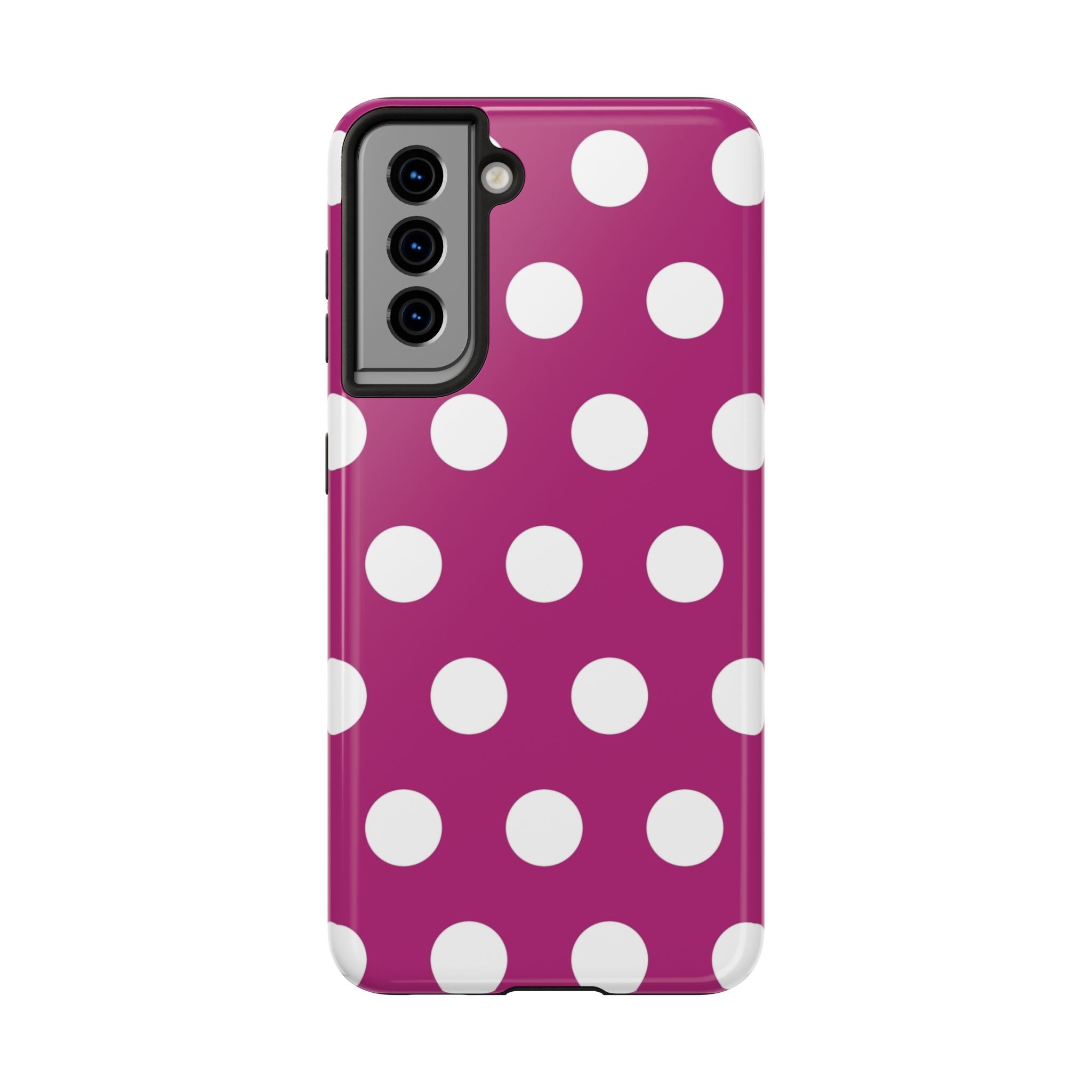 Magenta Polka Dot Tough Phone Case — Durable Protective Cover with White Dots