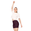 Women's Polka Dot Biker Shorts — Black with Hot Pink Dots