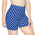 Blue Polka Dot Biker Shorts — Women's Stretch Cycling & Workout Shorts