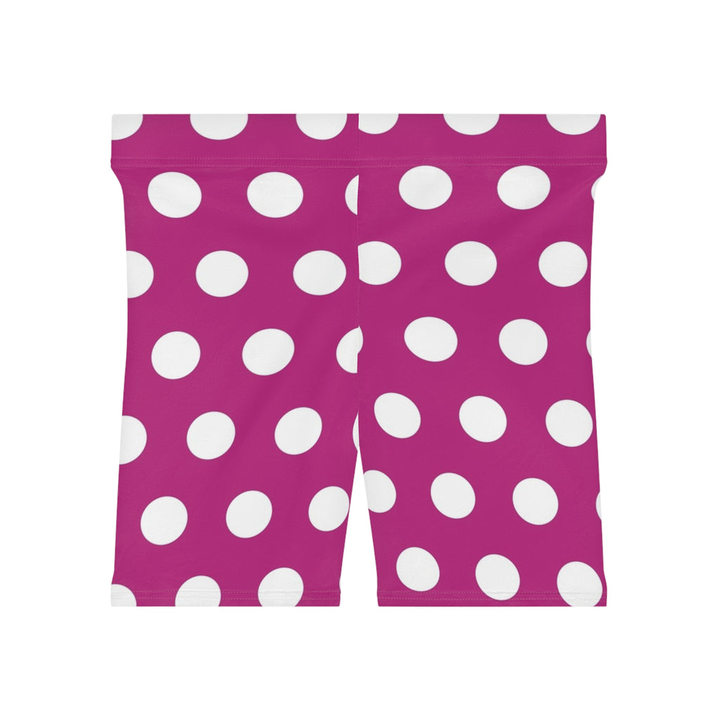 Pink Polka Dot Biker Shorts — Women's Stretch Activewear