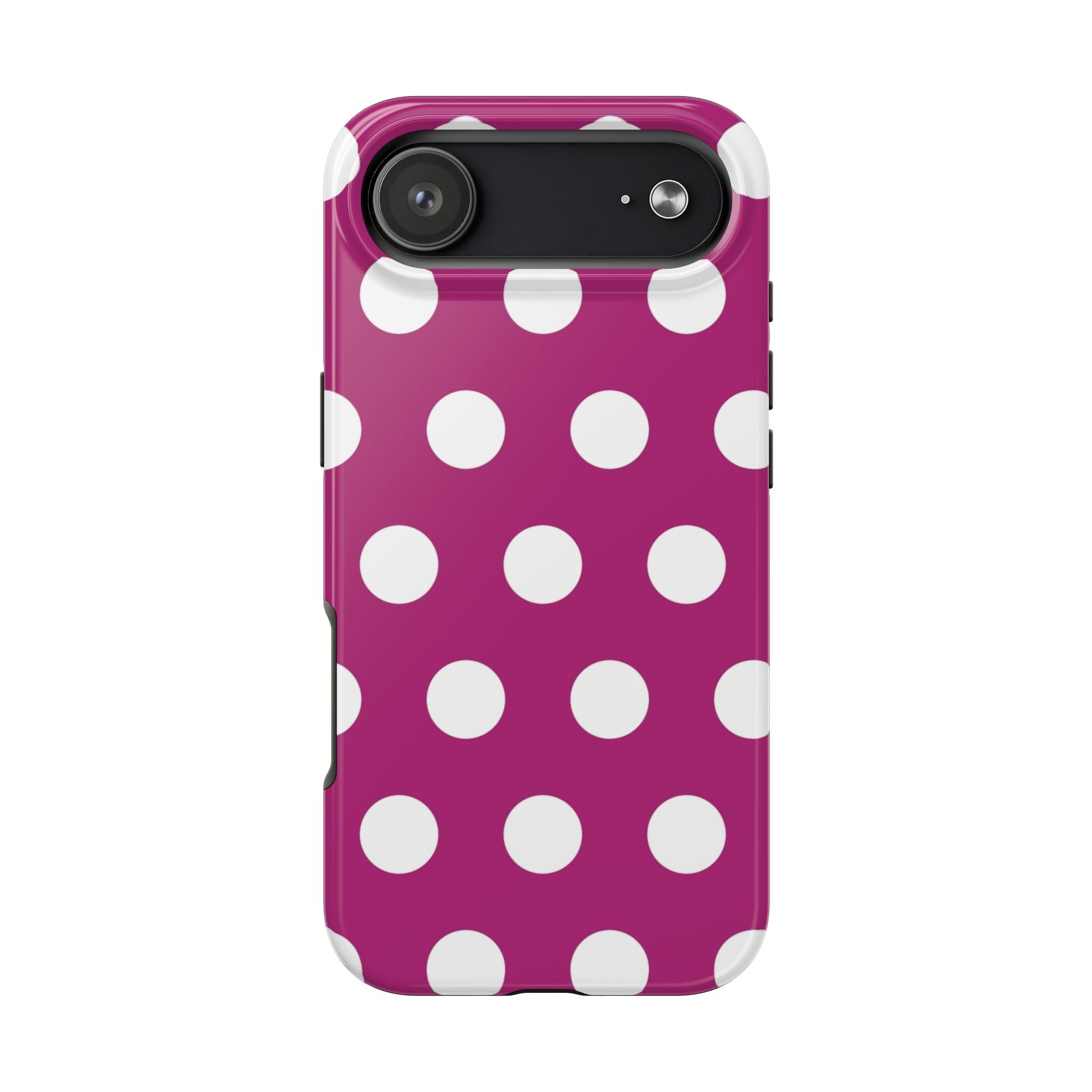 Magenta Polka Dot Tough Phone Case — Durable Protective Cover with White Dots