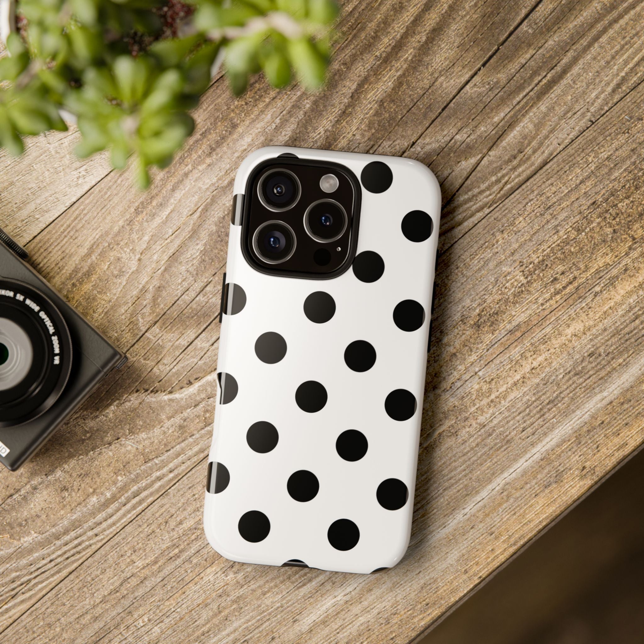 Black Polka Dot Tough Phone Case