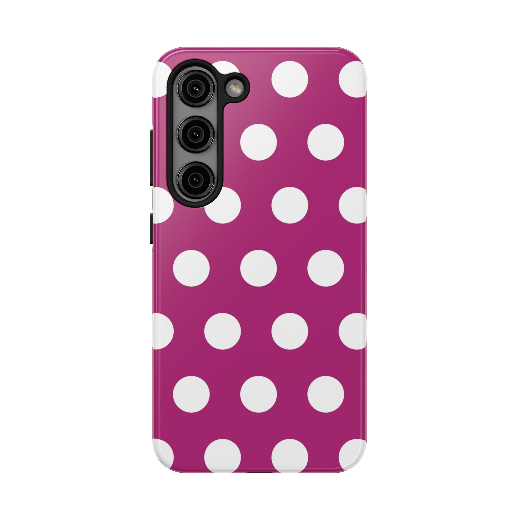 Magenta Polka Dot Tough Phone Case — Durable Protective Cover with White Dots