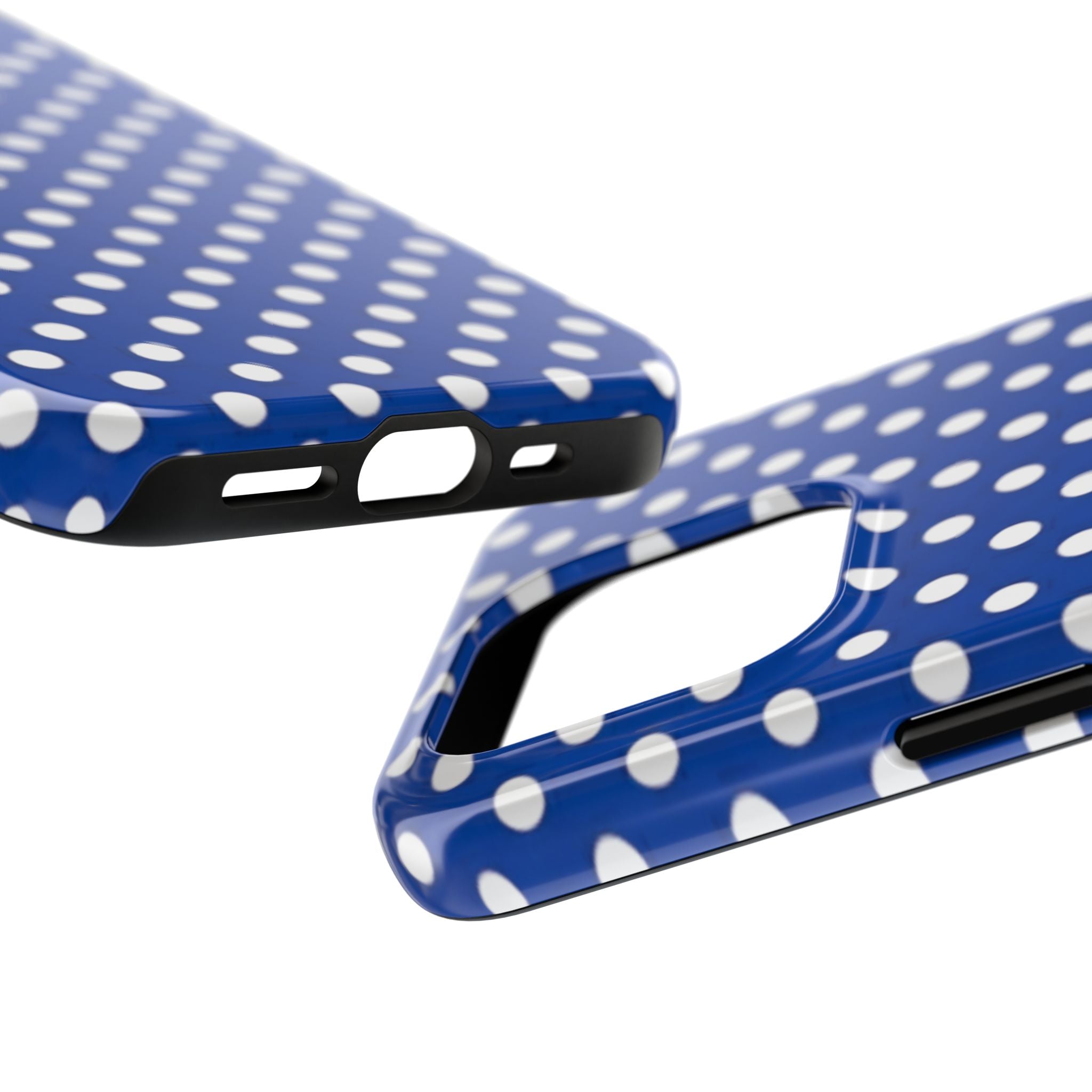 Polka Dot Tough Phone Case — Navy Blue White Dot Protective Phone Cover