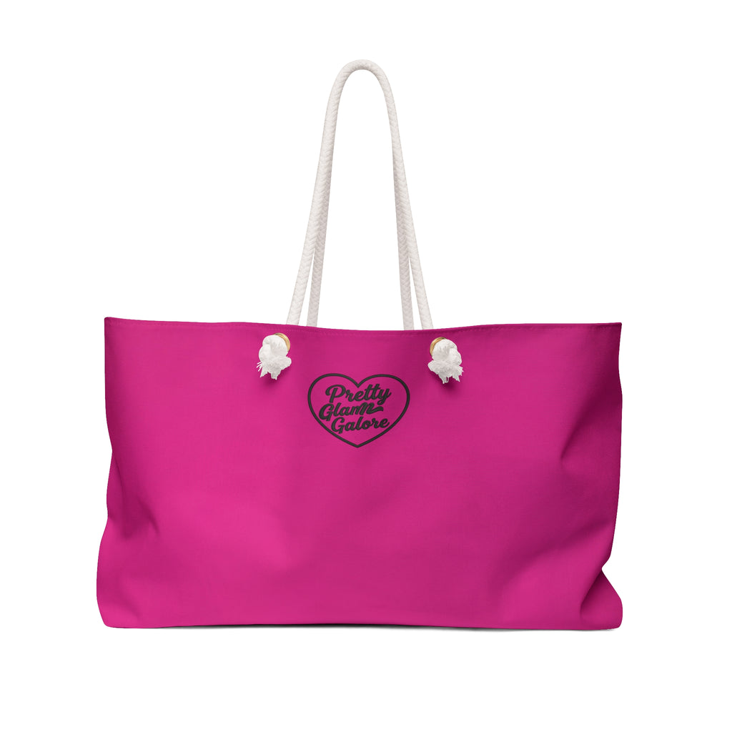 Pretty Disaster Couture Pink Weekender Bag – Large Rope-Handle Travel Tote