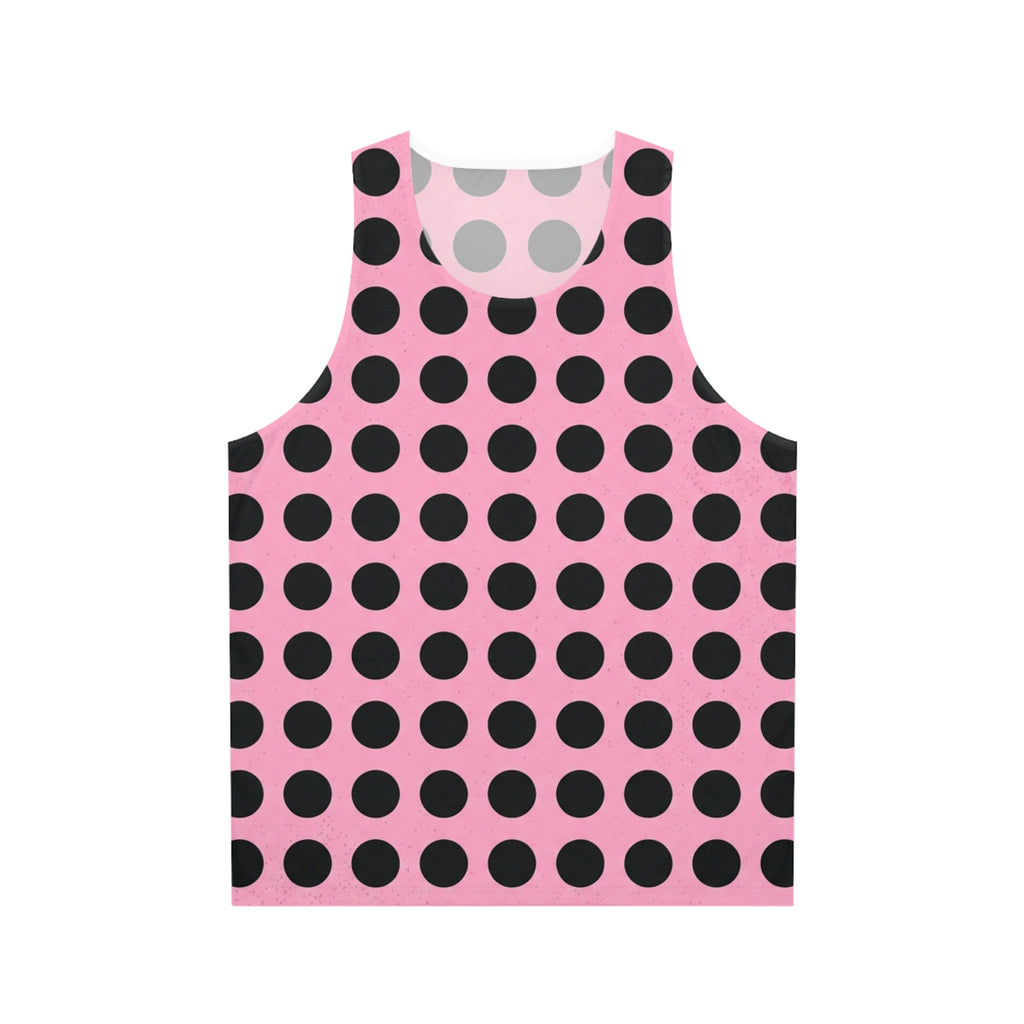 Pink Polka Dot Tank Top — Retro Black Dot All-Over Print