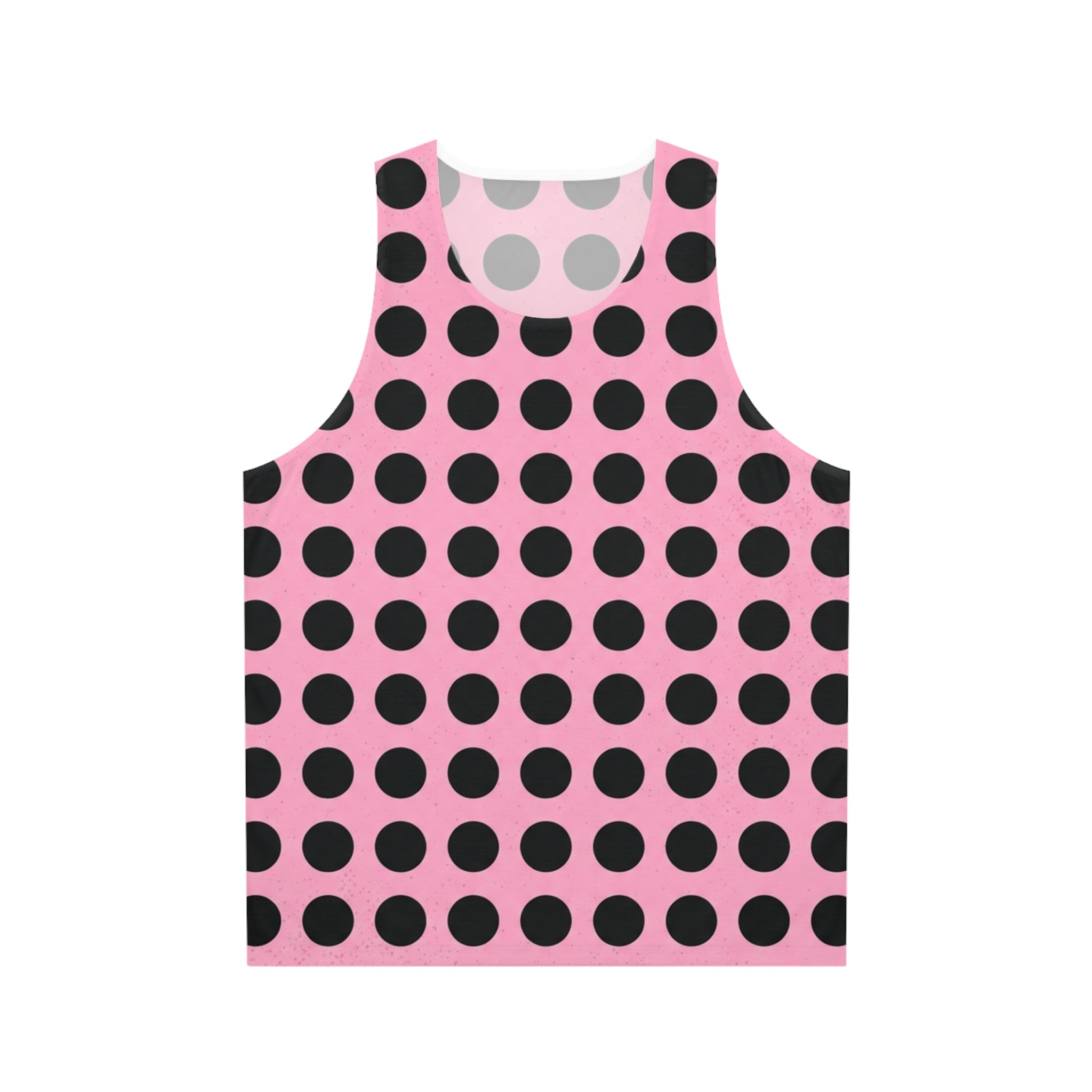 Pink Polka Dot Tank Top — Retro Black Dot All-Over Print