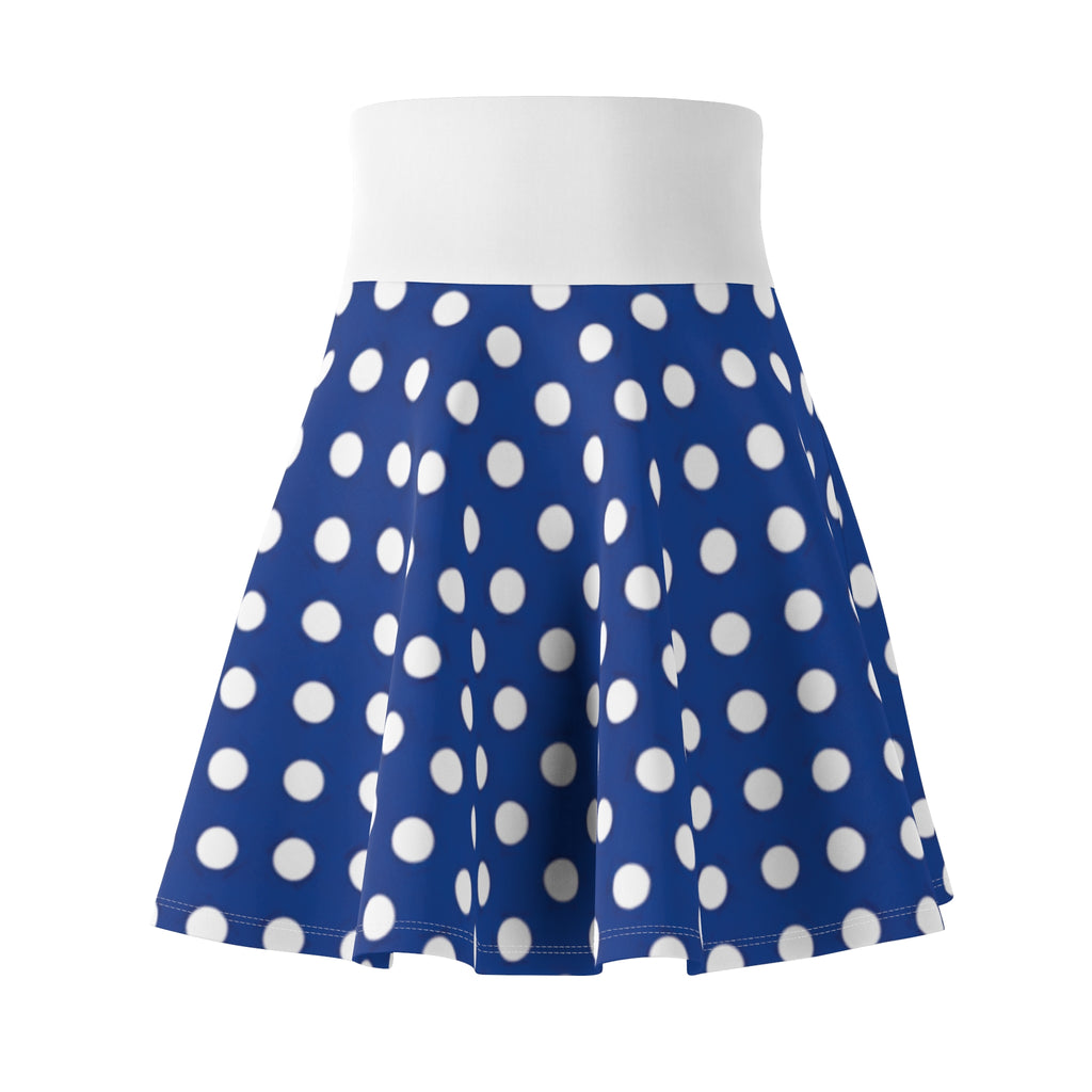 Polka Dot Skater Skirt – Retro Navy & White AOP