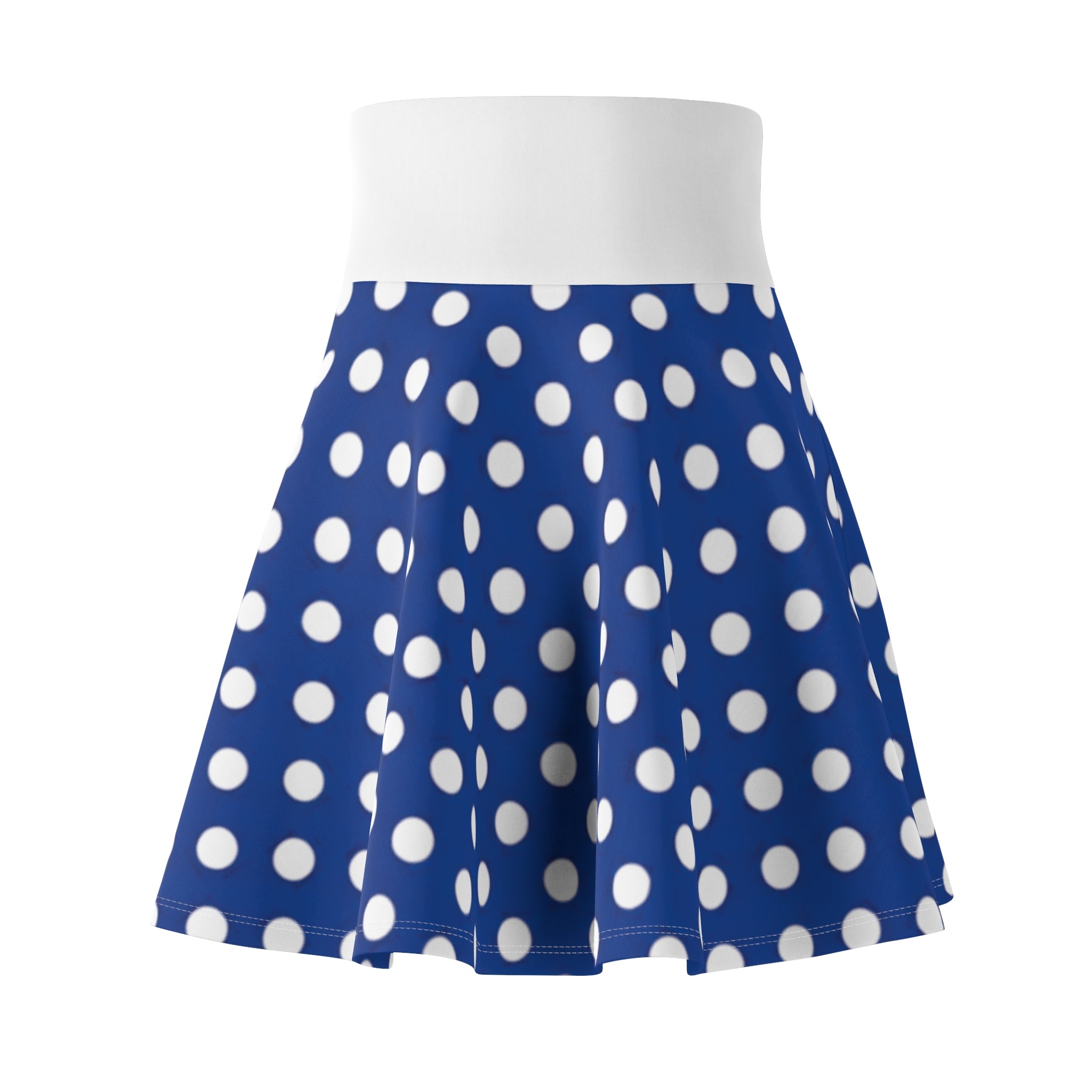 Polka Dot Skater Skirt – Retro Navy & White AOP