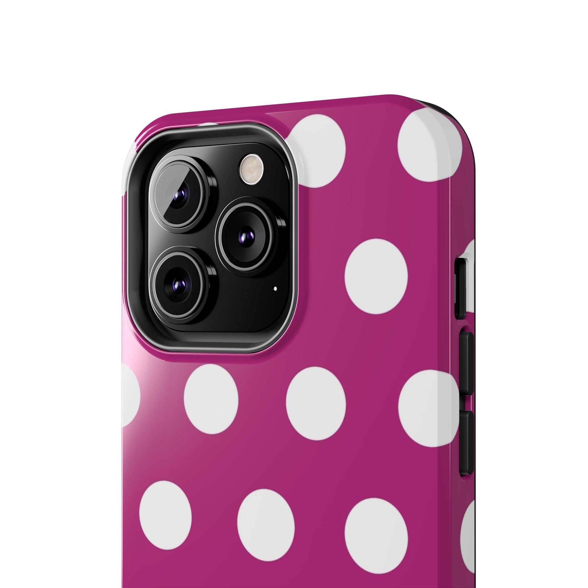 Magenta Polka Dot Tough Phone Case — Durable Protective Cover with White Dots