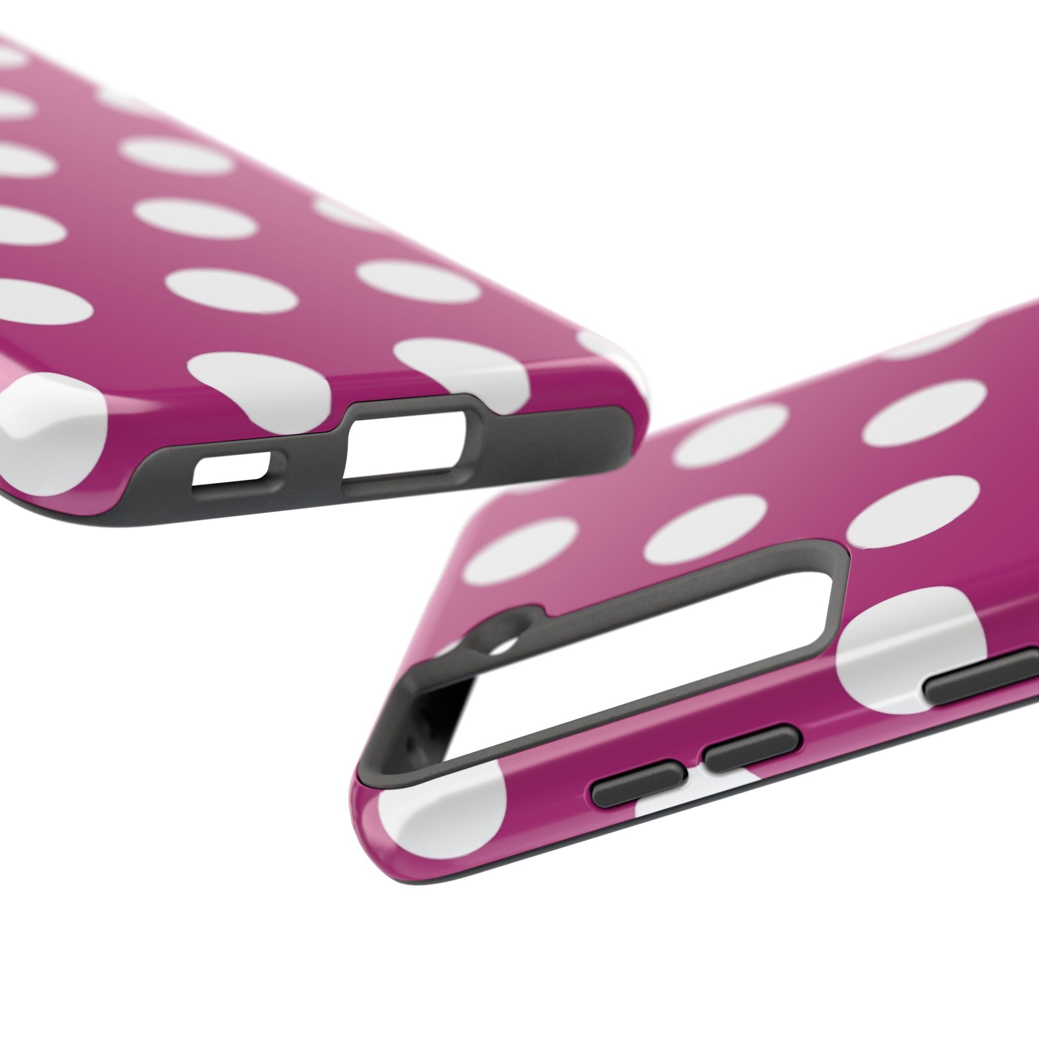 Magenta Polka Dot Tough Phone Case — Durable Protective Cover with White Dots